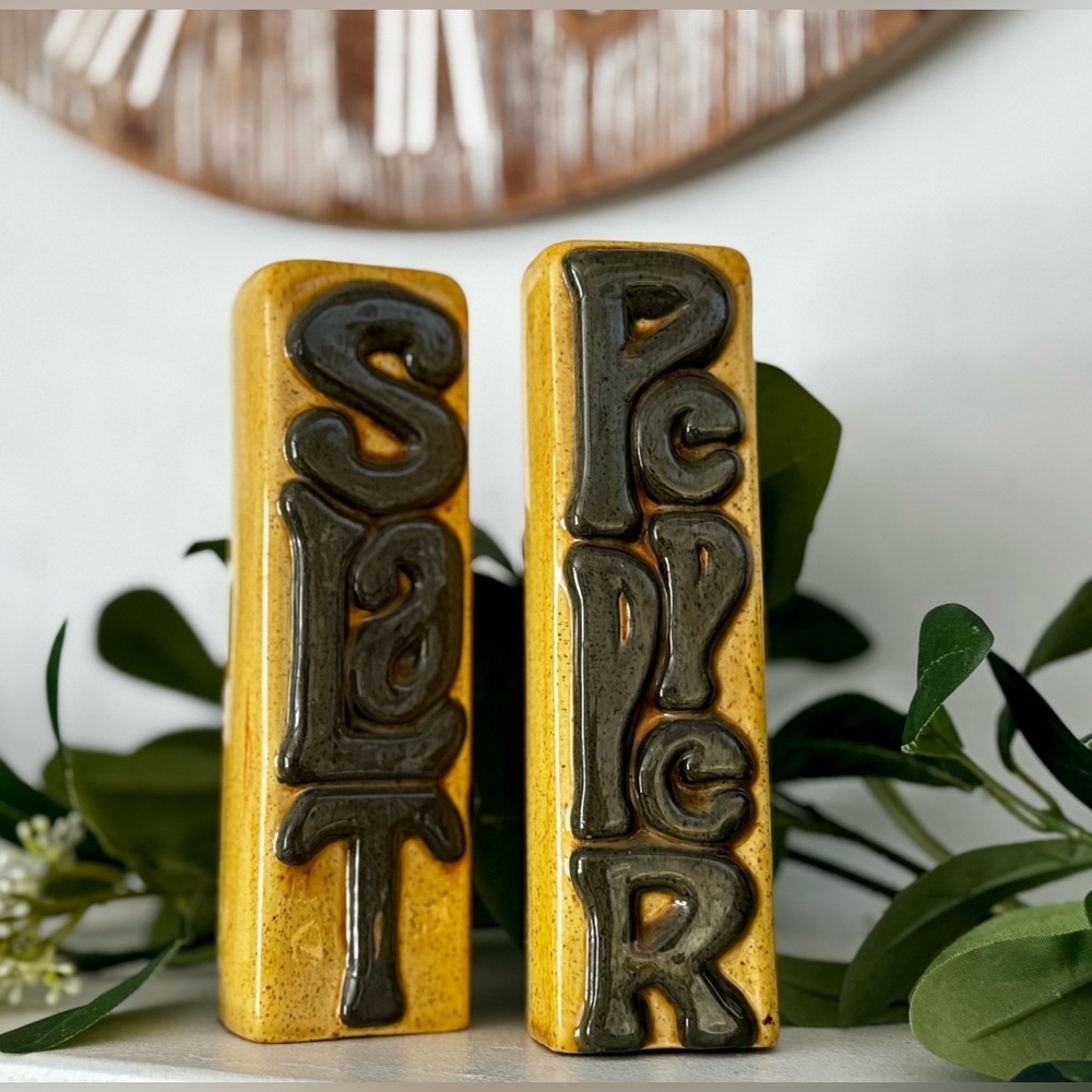 VTG Tall Ceramic Salt and Pepper Shakers 7” Retro Kitchen Decor Late 70s